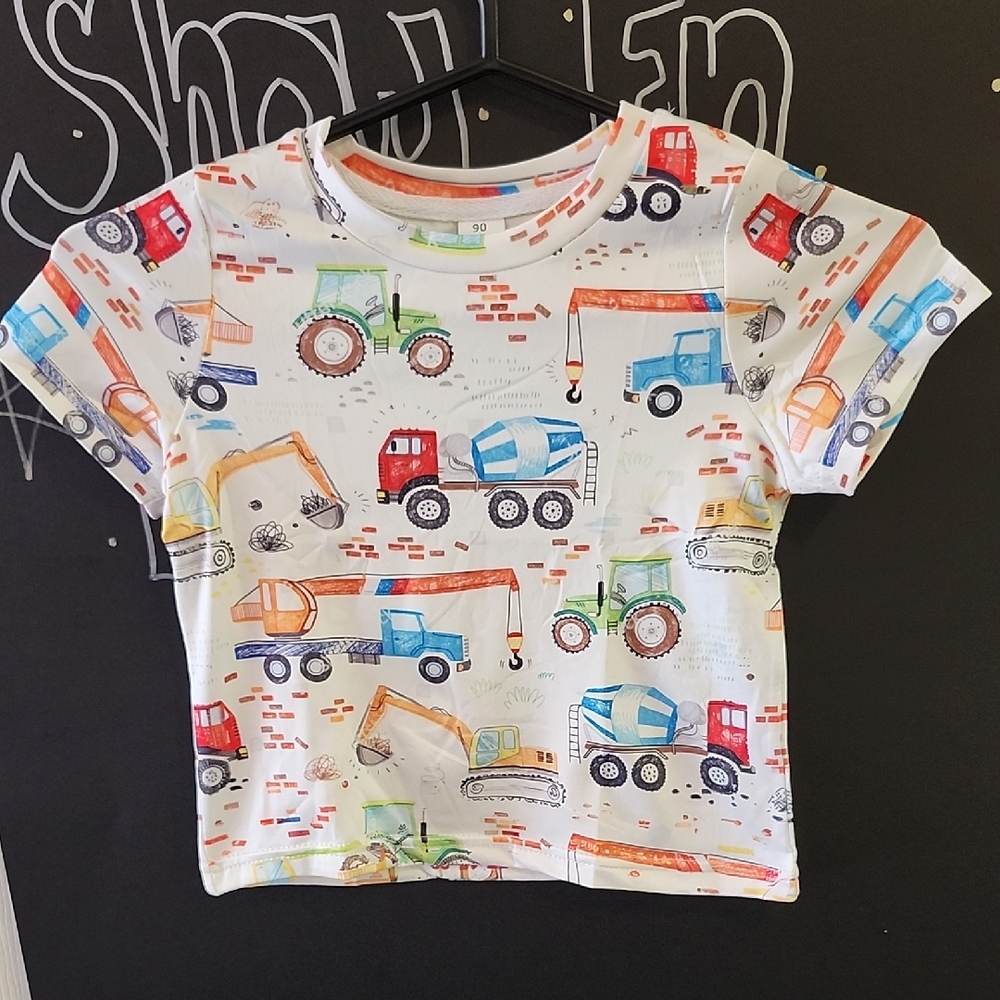 Kids Short Sleeve Construction Trucks Tee